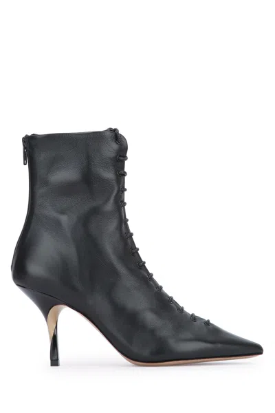 JACQUEMUS JACQUEMUS LACE-UP LEATHER ANKLE BOOTS