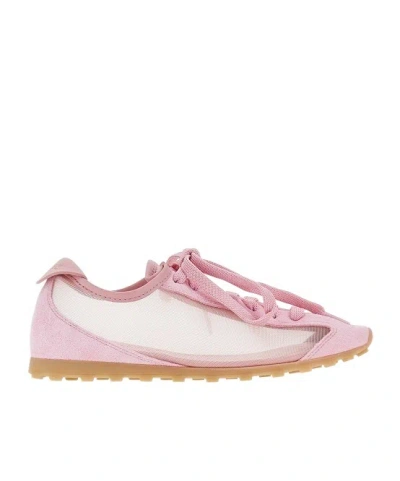 Jacquemus Les Tennis Suede And Leather Trimmed Mesh Sneakers In Pink