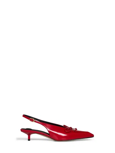 Jacquemus Lacquered Spool Heel Slingback Heel In Red