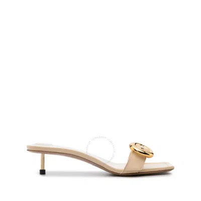 Jacquemus Geometric Buckle Mules In Beige