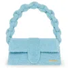 Jacquemus Le Bambidou Shearling Shoulder Bag In Blue