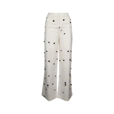 JACQUEMUS JACQUEMUS LADIES WHITE & BLACK CRIOLLO POLKA DOT PANTS