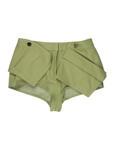 Pre-owned Jacquemus Lamb Leather Mini Shorts In Green
