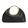 Jacquemus Lambskin Handbag With Circular Handle And Spacious Interior In Black