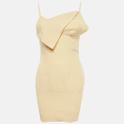 Jacquemus Lamour Cream Linen Backless Mini Dress In Neutral