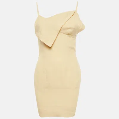 Pre-owned Jacquemus Lamour Cream Linen Backless Mini Dress S In White