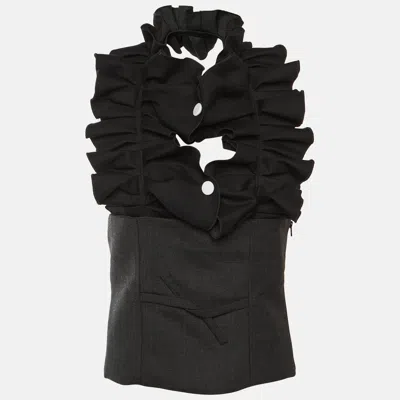Pre-owned Jacquemus L'amour D'un Gitan Black/grey Wool Ruffle Detail Top M