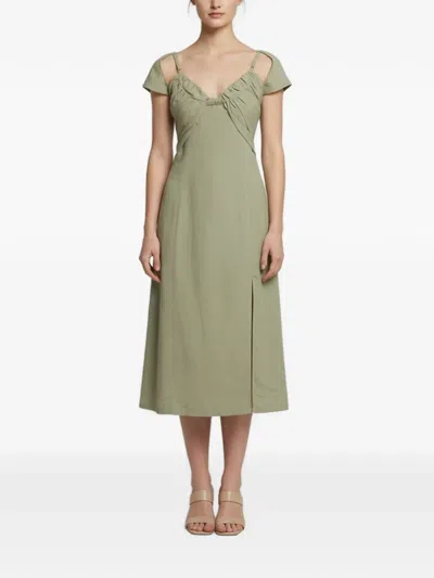 Pre-owned Jacquemus L'amour Tovallo Ruched Midi Dress In Green