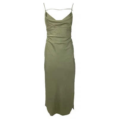 Jacquemus Saudade Asymmetric Ruched Dress In Green