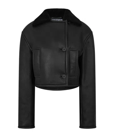 Jacquemus Lapel Long Sleeve Leather Jacket In Multi