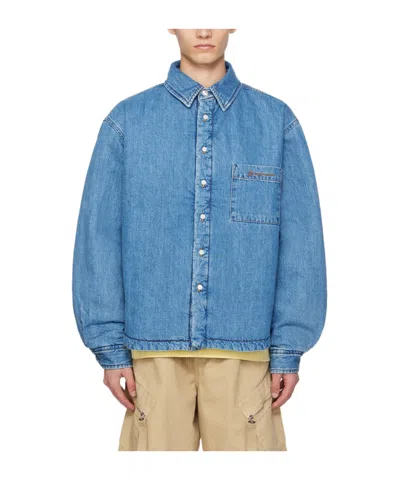 Jacquemus Artisan Shirt With Chest Pocket And Embroidery In Blue
