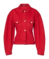 Jacquemus Lapel Long-sleeved Denim Jacket In Red