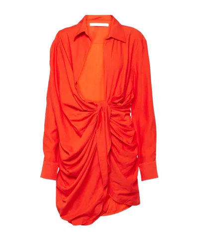 Jacquemus Hemdblusenkleid La Robe Bahia In Orange