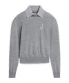 Jacquemus Lapel Long-sleeved Sweater In Gray