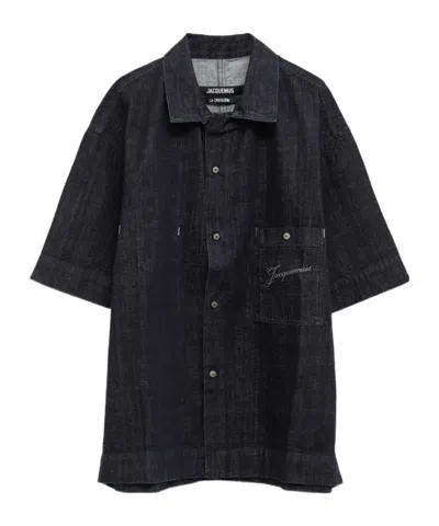 Jacquemus Lapel Short-sleeved Shirt In Black