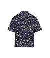 Jacquemus 'la Chemise Jean' Blue Bowling Shirt With Cuban Collar And All-over Logo Motif In Multicolor