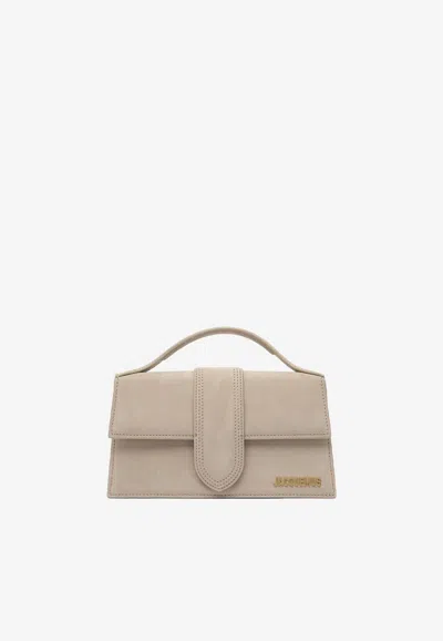 Jacquemus Large Bambino Leather Shoulder Bag In Sand