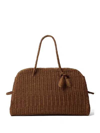 Jacquemus Large Raffia Knot-detail Tote Bag In Brown