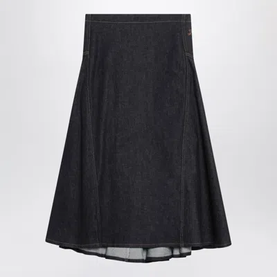 Jacquemus Lavoir De-nîmes Skirt In Navy Blue Denim In Black