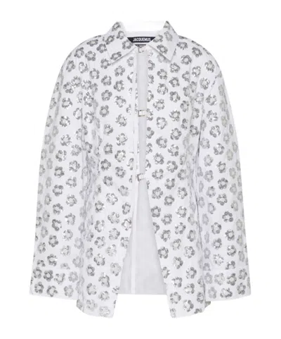 Jacquemus Lavoir Sequinned Cotton-blend Shirt In White
