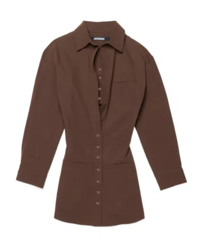 Jacquemus Layered Shirt Dress In Brown