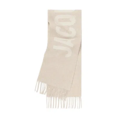 JACQUEMUS JACQUEMUS LOGO JACQUARD FRINGED EDGE SCARF