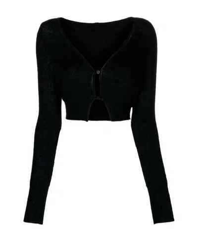 Jacquemus Le Alzou Cropped Cardigan In Black