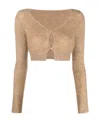 Jacquemus Merino Le Alzou Cropped Cardigan In Nude
