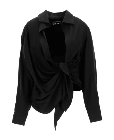 JACQUEMUS JACQUEMUS BAHLIA TIE-UP DETAILED BLOUSE