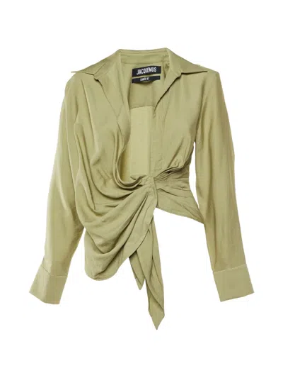 Pre-owned Jacquemus Le Bahia Tie Blouse In Green