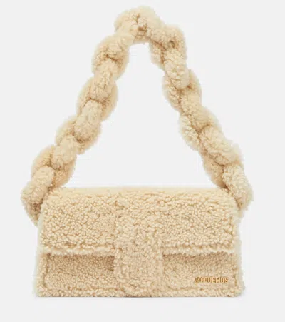 Jacquemus Le Bambidou Shearling Shoulder Bag In Ivory