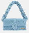 Jacquemus Le Bambidou Shearling Shoulder Bag In Light Blue