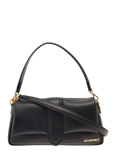 Jacquemus 'le Bambimou' Black Shoulder Bag With Magnetic Fastening And Logo Detail In Leather Woman
