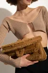 Jacquemus Le Bambimou Doux Shearling-trimmed Leather Shoulder Bag In Brown