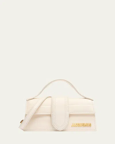 Jacquemus Le Bambino Croc-embossed Crossbody Bag In Ivory