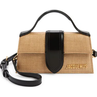 Jacquemus Le Bambino Faux Raffia & Leather Crossbody Bag In Brown