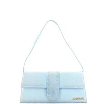 Jacquemus Le Bambino Flap Shoulder Bag Suede Long In Blue