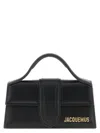 Jacquemus Leather Top Handle Bag With Adjustable Shoulder Strap In Black