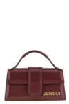 Jacquemus Glossy Leather Structured Shoulder Bag With Adjustable Strap In Bordeaux