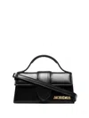 Jacquemus Mini Calfskin Shoulder Bag With Gold-tone Detail In Black