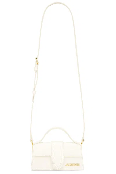 Jacquemus Le Bambino Croc-embossed Leather Shoulder Bag In White