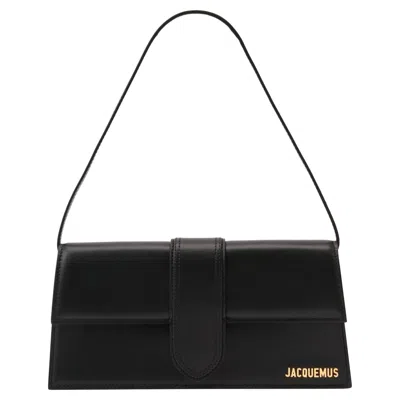 Jacquemus Le Bambino Long Black Shoulder Bag With Removable Shoulder Strap In Leather Woman