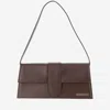 Jacquemus Women Chocolate Brown Gold-tone Logo Lettering Single Top Handle Flap-buckle Fastening In Brown