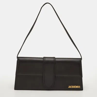 Pre-owned Jacquemus Le Bambino Long Black Leather Flap Shoulder Bag