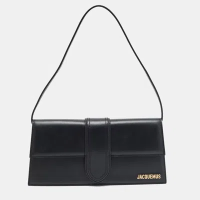 Pre-owned Jacquemus Le Bambino Long Black Leather Shoulder Bag