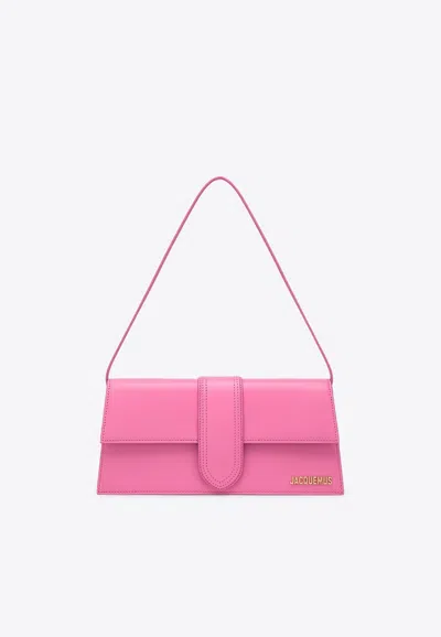 Jacquemus Le Bambino Long Calf Leather Shoulder Bag In Pink