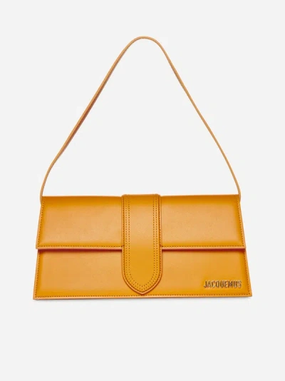 Jacquemus Le Bambino Long Leather Shoulder Bag In Orange