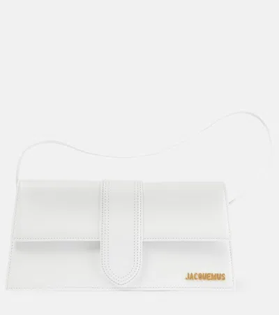 Jacquemus Le Bambino Long Leather Shoulder Bag In 白色