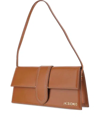 Jacquemus Le Bambino Long Leather Top Handle Bag In Light Brown