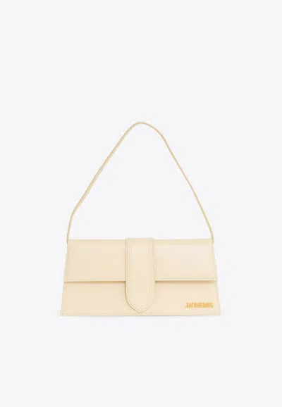 Jacquemus Le Bambino Long Leather Shoulder Bag In Cream